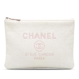 Chanel-White Chanel Deauville O Case Clutch Bag-White
