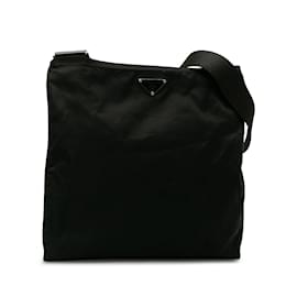 Prada-Black Prada Tessuto Crossbody Bag-Black