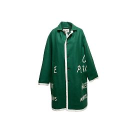 Johnnie Boden Dark Green & White Bode Garfield Downs Merino Wool Blanket Coat Size US S/M Green