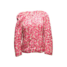 Isabel Marant-Tamanho da jaqueta estampada com mistura de seda rosa e creme Isabel Marant 3-Rosa