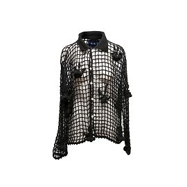 Johnnie Boden Schwarzer offener Häkel-Cardigan von Bode, Größe S/M Schwarz