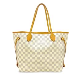 Louis Vuitton-Sac cabas blanc Louis Vuitton Damier Azur Neverfull MM-Blanc