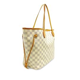 Louis Vuitton-Sac cabas blanc Louis Vuitton Damier Azur Neverfull MM-Blanc