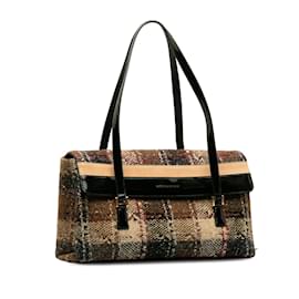 Burberry-Sac à bandoulière en tweed à carreaux Burberry marron-Marron