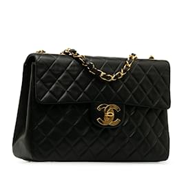 Chanel-Black Chanel Maxi Classic Lambskin Single Flap Shoulder Bag-Black