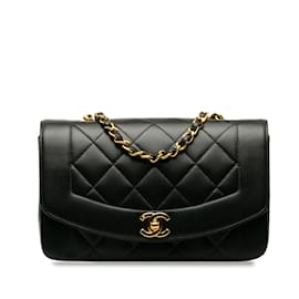 Chanel-Petit sac à bandoulière Diana en cuir d'agneau noir Chanel-Noir