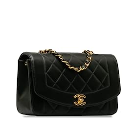 Chanel-Kleine schwarze Chanel-Umhängetasche „Diana“ aus Lammleder-Schwarz