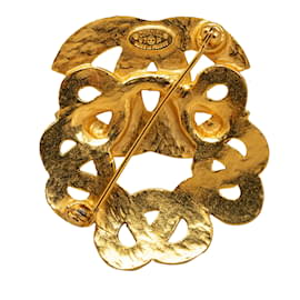 Chanel-Broche Chanel CC dorée-Doré