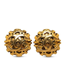 Chanel-Pendientes de clip Chanel CC dorados-Dorado