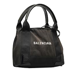 Balenciaga-Schwarze Cabas XS-Umhängetasche aus Balenciaga-Canvas in Marineblau-Schwarz