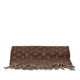 Louis Vuitton-Sciarpe Louis Vuitton in lana e cashmere con monogramma marrone-Marrone