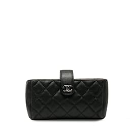 Chanel-Black Chanel Quilted CC O-Phone Holder Pouch-Black