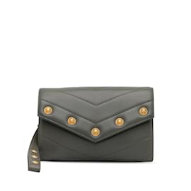 Chanel-Gray Chanel Medallion Chevron Flap Clutch-Other