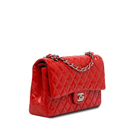 Chanel-Red Chanel Medium Classic Patent lined Flap Shoulder Bag-Red