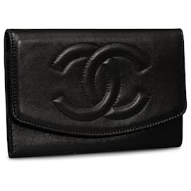 Chanel-Black Chanel CC Lambskin Small Wallet-Black