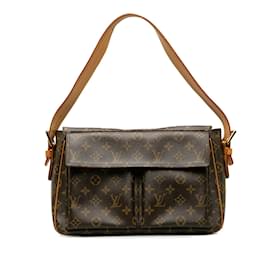 Louis Vuitton-Brown Louis Vuitton Monogram Viva Cite GM Shoulder Bag-Brown