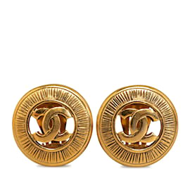 Chanel-Pendientes de clip Chanel CC dorados-Dorado