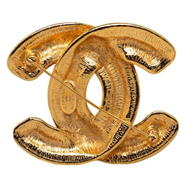 Chanel-Broche matelassée Chanel CC dorée-Doré