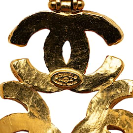 Chanel-Collier pendentif Chanel Triple CC doré-Doré