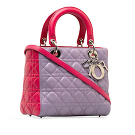 Dior-Borsa Lady Dior Dior media in pelle di agnello bicolore viola-Porpora