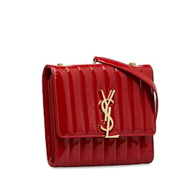 Saint Laurent-Red Saint Laurent Patent Vicky Crossbody Bag-Red