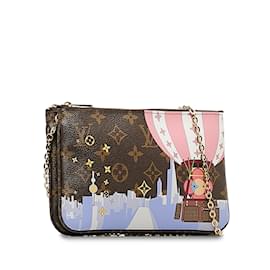 Louis Vuitton-Marrom Louis Vuitton Monograma forrado Zip Pochette Illustre Vivienne Shanghai Clutch Bag-Marrom