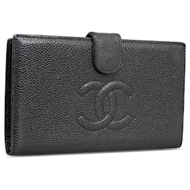 Chanel-Black Chanel CC Caviar Leather Long Wallet-Black