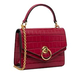 Mulberry-Red Mulberry Embossed Harlow Satchel-Red