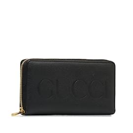 Gucci-Black Gucci Leather Long Wallet-Black