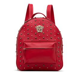 Versace-Red Versace Medusa Studded Backpack-Red