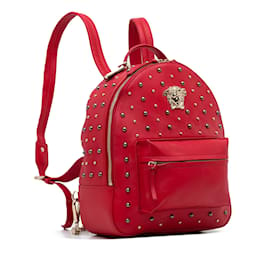 Versace-Red Versace Medusa Studded Backpack-Red