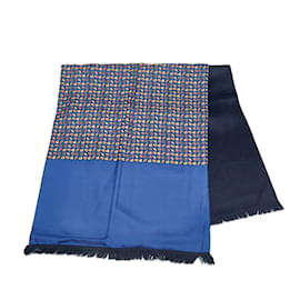 Hermès-Blue Hermes Stole Angore Silk Scarf Scarves-Blue