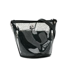 Chanel-Gray Chanel Camellia PVC Bucket Bag-Camel