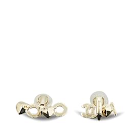 Chanel-Gold Chanel Gold Plated Rhinestone I Love Coco Clip On Earrings-Golden