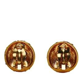 Chanel-Boucles d'oreilles à clip CC en strass doré Chanel-Doré