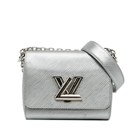 Louis Vuitton-Silver Louis Vuitton Epi Twist PM Crossbody Bag-Silvery