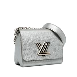 Louis Vuitton-Silver Louis Vuitton Epi Twist PM Crossbody Bag-Silvery