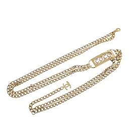 Chanel-Ceinture à maillons chaîne avec plaque nominative Coco en strass Chanel dorée-Doré