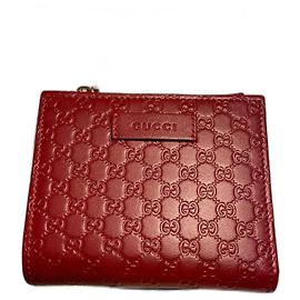 Gucci Leather Wallet Red G Logo Red