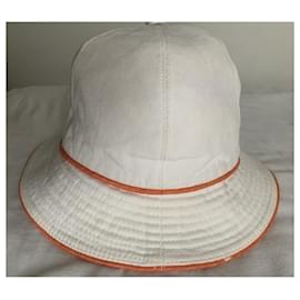 Hermès-Hats-White,Orange
