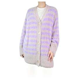 Stella Mc Cartney-Lilac faux fur striped cardigan - size UK 10-Purple