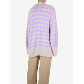 Stella Mc Cartney-Lilac faux fur striped cardigan - size UK 10-Purple