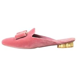 Salvatore Ferragamo-Pink suede slip on mules - size EU 38.5-Pink