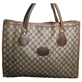 Gucci Monogram Tote Bag Beige Cloth Beige