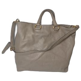 Prada Leather Shoulder Bag Grey Grey