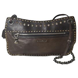 Mala de viagem Miu Miu de couro com tachas cinza Cinza