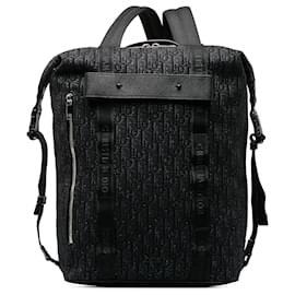 Dior-Dior Black Safari Zip Oblique Canvas Backpack-Black