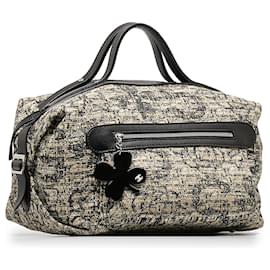 Chanel-Chanel Brown Tweed Clover Handbag-Brown,Black,Beige