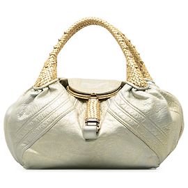Fendi Silver Leather Spy Handbag Silvery Other