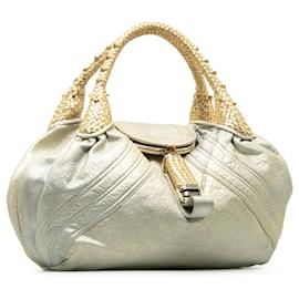 Fendi-Fendi Silver Leather Spy Handbag-Silvery,Other